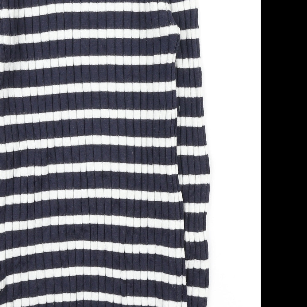 Atmosphere Womens Blue Round Neck Striped Viscose Pullover Jumper Size 10 - Stretchy