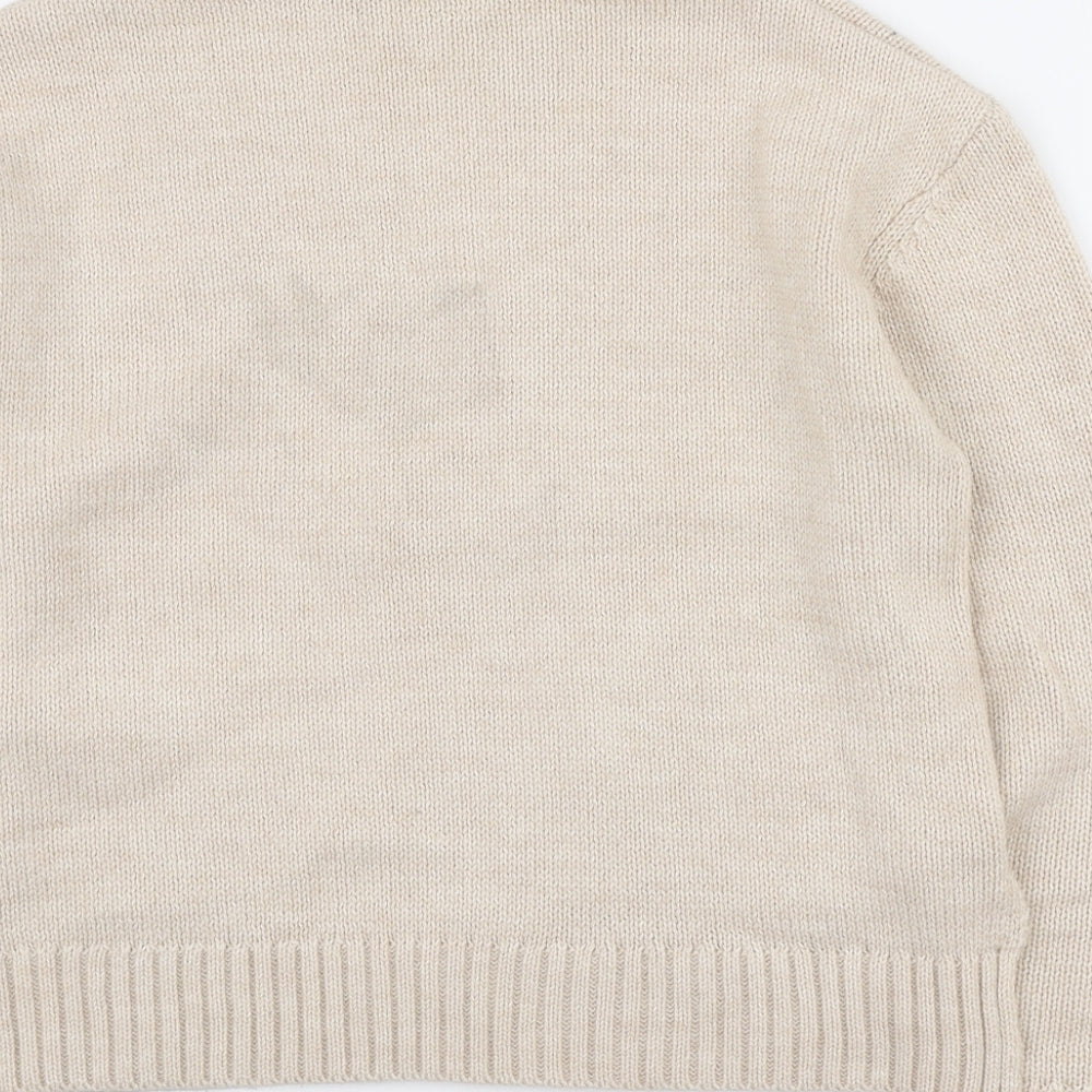 Marks and Spencer Womens Beige High Neck Acrylic Pullover Jumper Size S