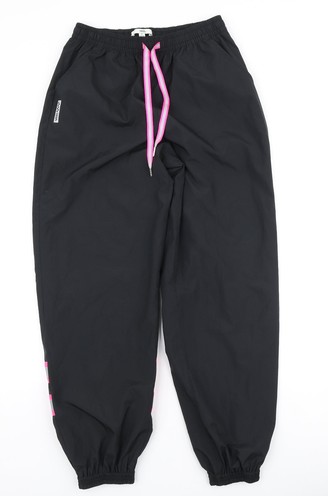 VANS Womens Black Polyester Jogger Trousers Size 8 L28 in Regular Drawstring