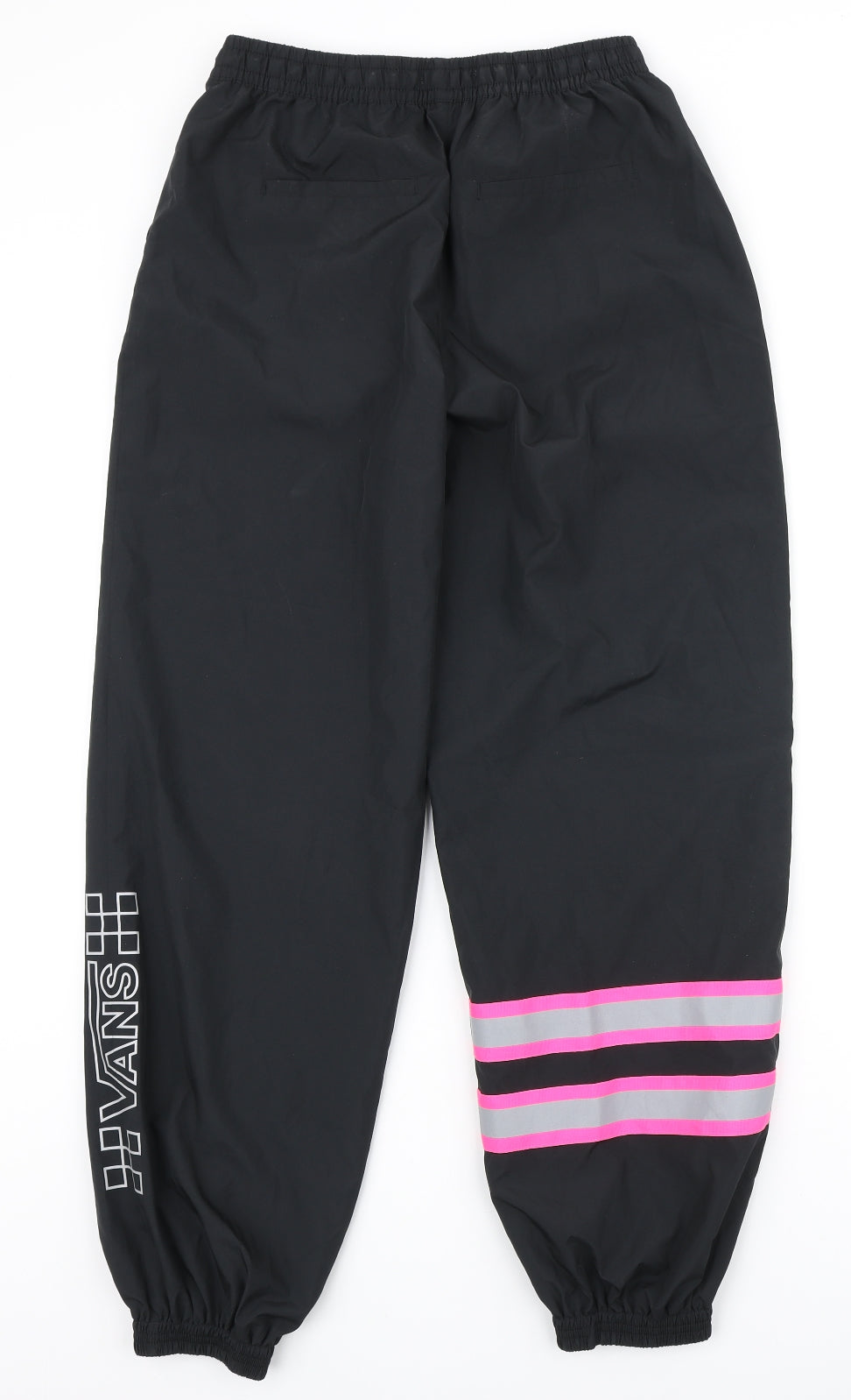 VANS Womens Black Polyester Jogger Trousers Size 8 L28 in Regular Drawstring