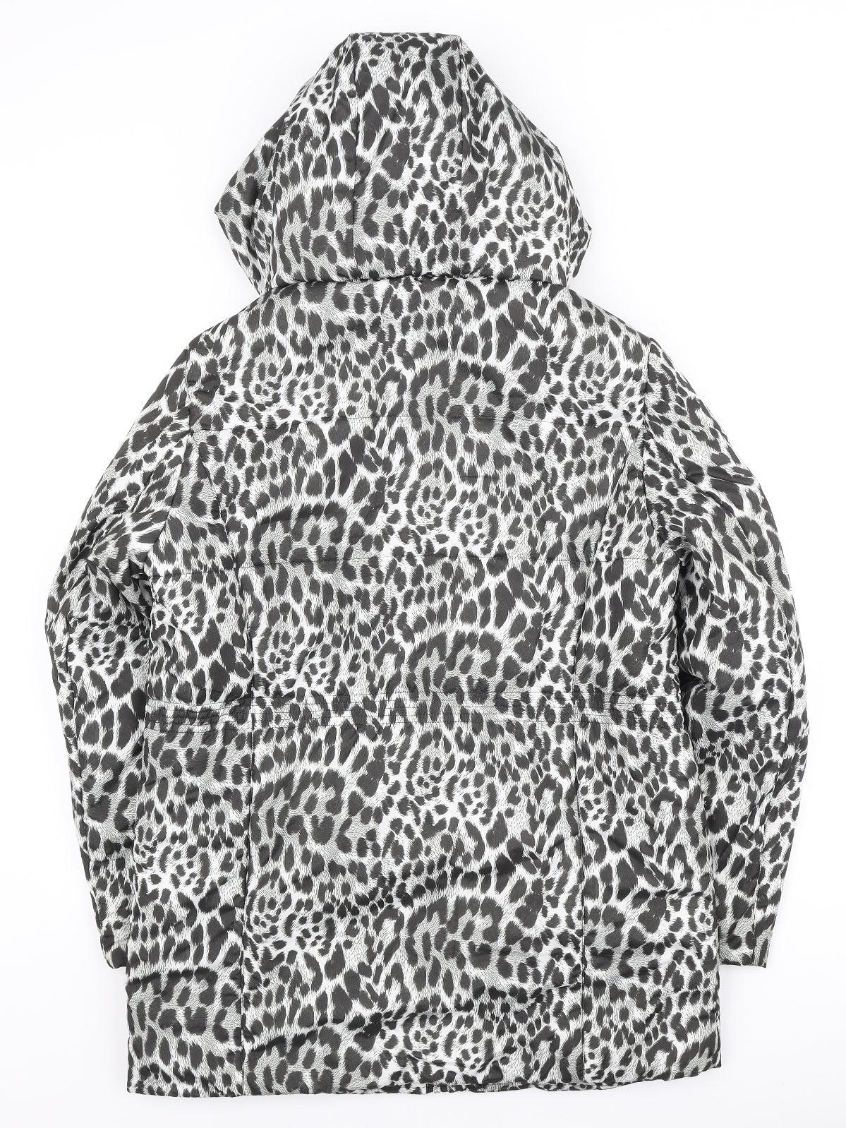 David Parry Womens Multicoloured Animal Print Puffer Jacket Coat Size 12 Zip - Leopard Print
