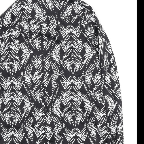 Papaya Womens Black Geometric Anorak Coat Size 12 Zip