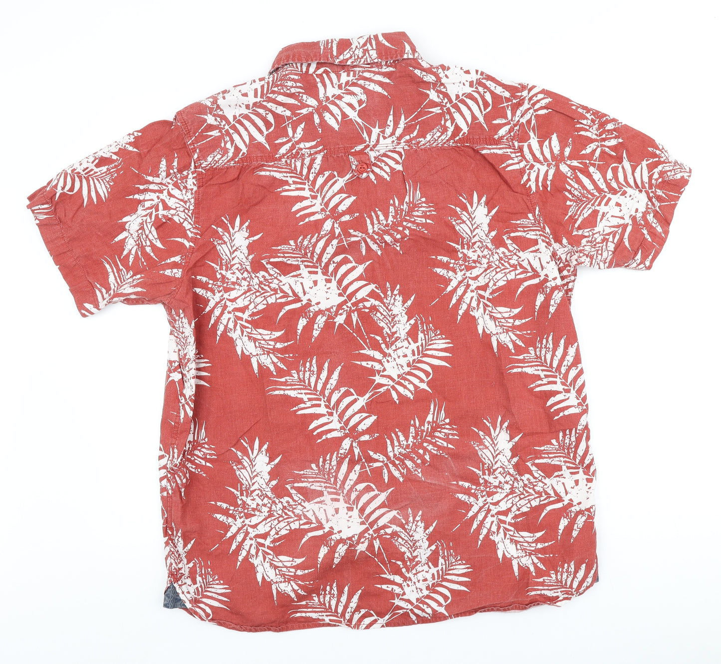 Weird Fish Mens Orange Geometric Cotton Button-Up Size L Collared Button - Hawaiian shirt