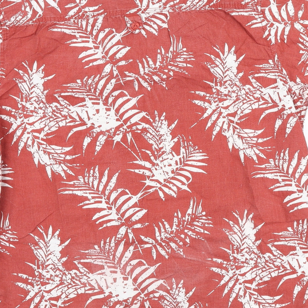 Weird Fish Mens Orange Geometric Cotton Button-Up Size L Collared Button - Hawaiian shirt