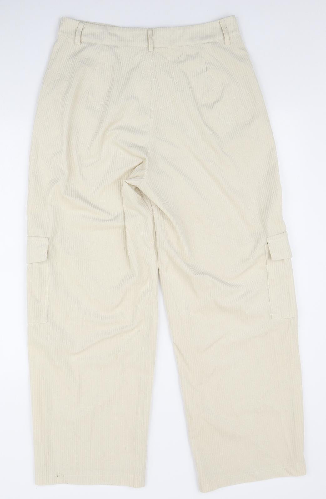 SheIn Womens Ivory Polyester Cargo Trousers Size L L28 in Regular Zip