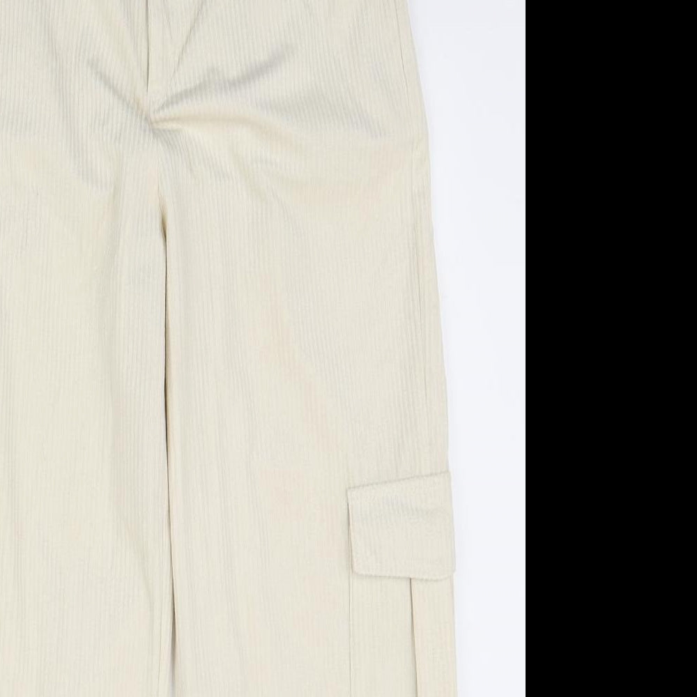 SheIn Womens Ivory Polyester Cargo Trousers Size L L28 in Regular Zip