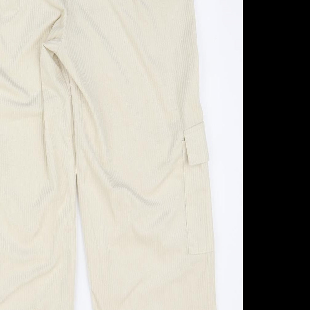 SheIn Womens Ivory Polyester Cargo Trousers Size L L28 in Regular Zip