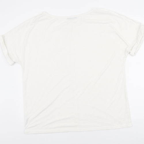 SheIn Womens White Polyester Basic T-Shirt Size XL Round Neck