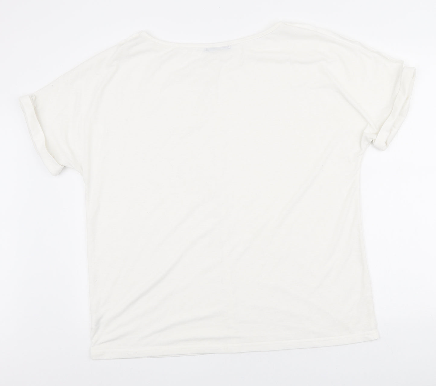SheIn Womens White Polyester Basic T-Shirt Size XL Round Neck