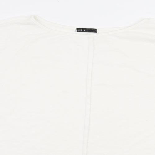 SheIn Womens White Polyester Basic T-Shirt Size XL Round Neck