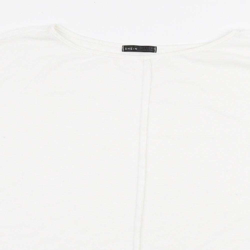 SheIn Womens White Polyester Basic T-Shirt Size XL Round Neck