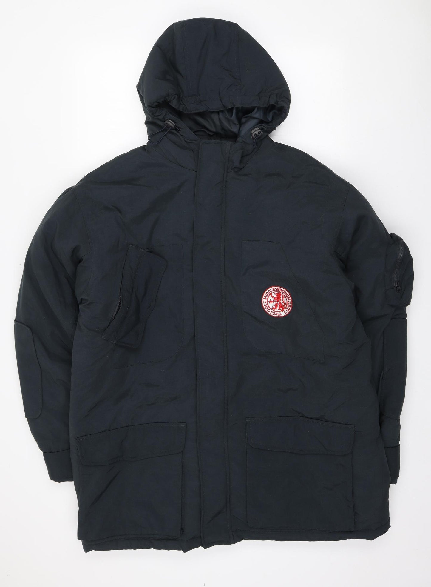 Preworn Mens Black Parka Coat Size XL Zip - Middlesborough Football Club