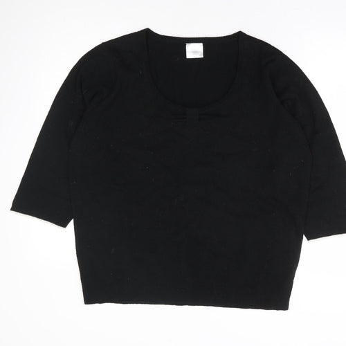 Wardrobe Womens Black Scoop Neck Acrylic Pullover Jumper Size 16