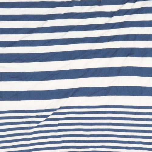 Olive and Olivia Womens Blue Round Neck Striped 100% Cotton Pullover Jumper Size XL