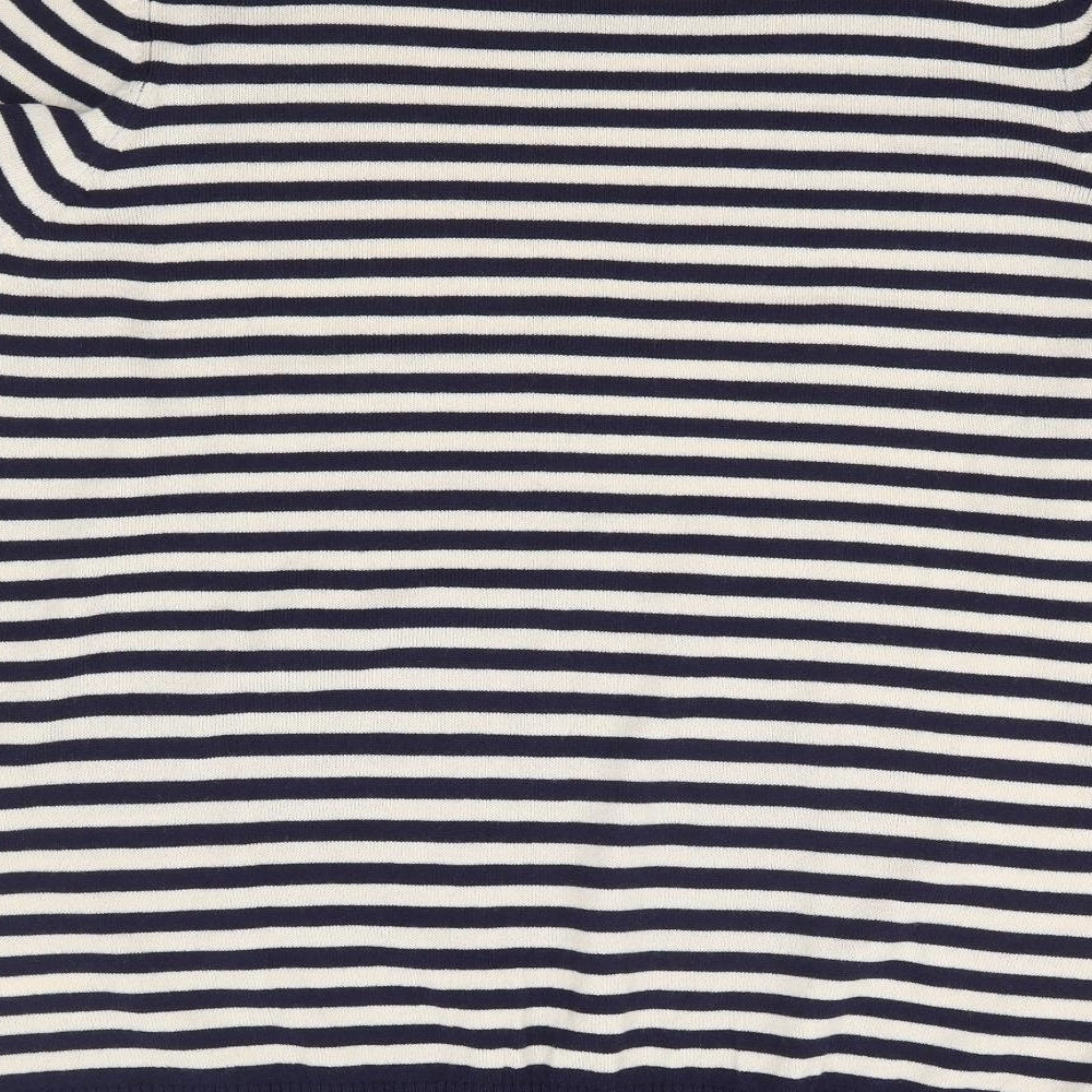 Marks and Spencer Womens Blue Round Neck Striped Acrylic Pullover Jumper Size 20
