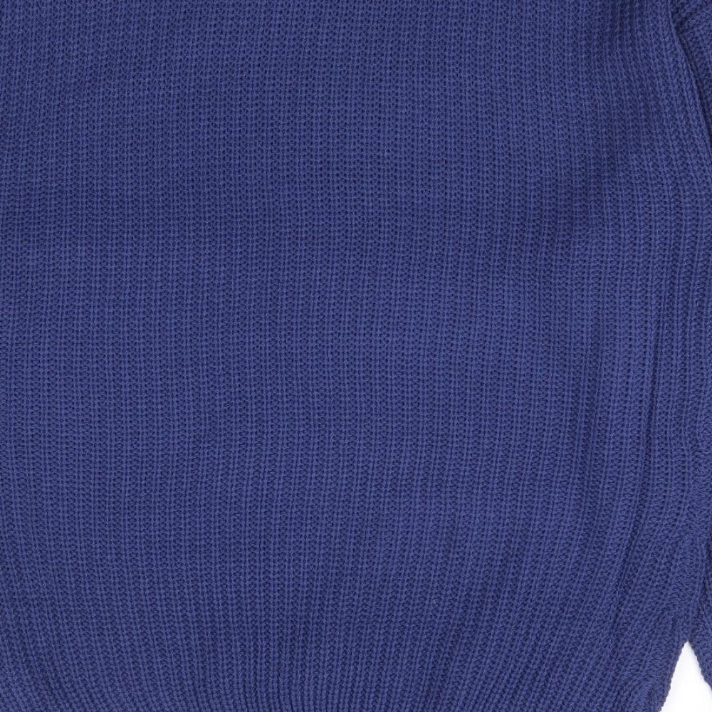 Boohoo Womens Blue Boat Neck Acrylic Pullover Jumper Size XL