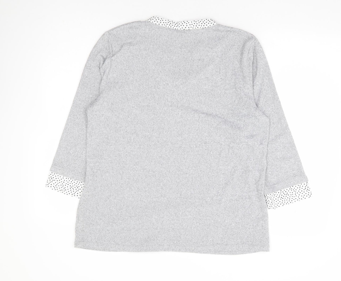 Bonmarché Womens Grey Polka Dot Polyester Jersey Blouse Size 16 V-Neck