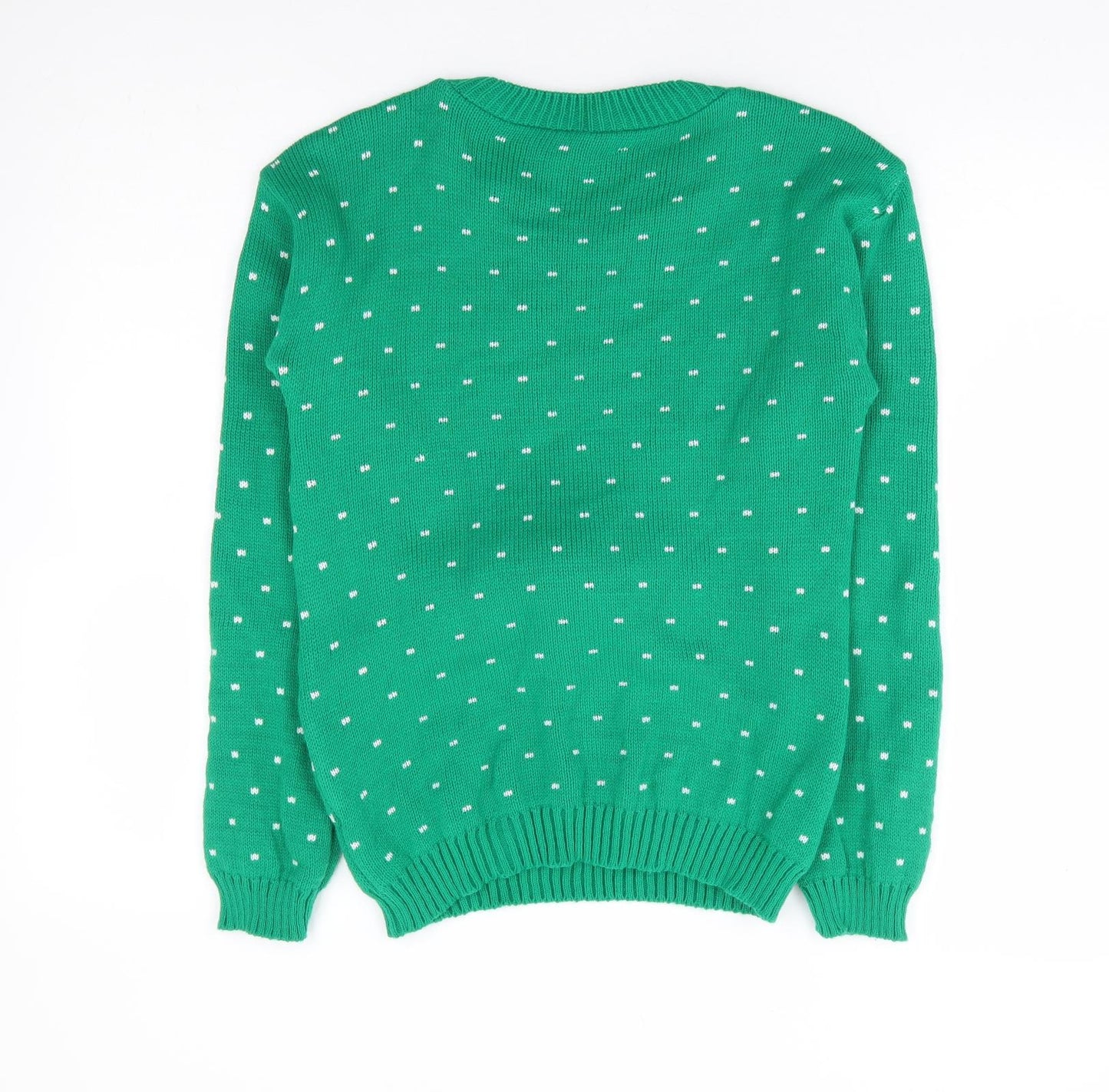 Preworn Womens Green Round Neck Acrylic Pullover Jumper Size S - Christmas Rudolph