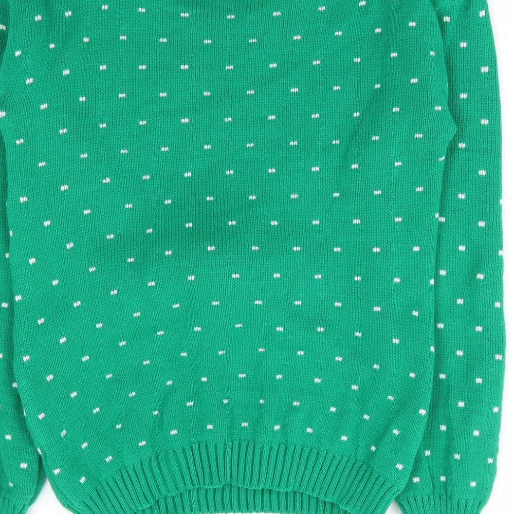 Preworn Womens Green Round Neck Acrylic Pullover Jumper Size S - Christmas Rudolph