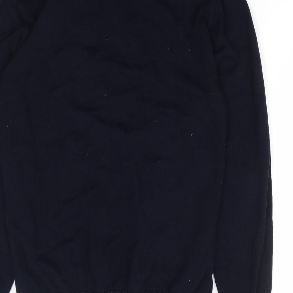 NEXT Mens Blue Collared Striped Cotton Pullover Jumper Size L