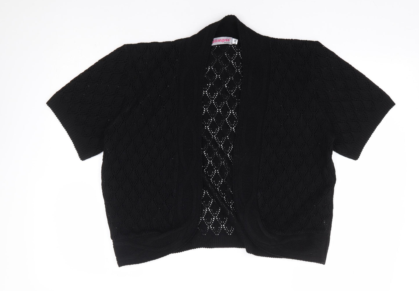 Glimpse Design Womens Black V-Neck Acrylic Shrug Jumper Size L