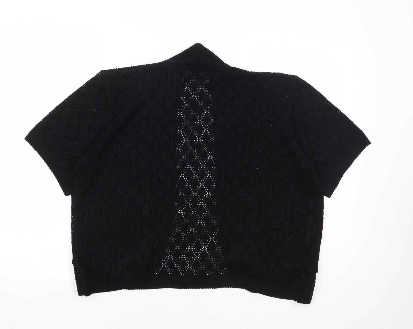 Glimpse Design Womens Black V-Neck Acrylic Shrug Jumper Size L
