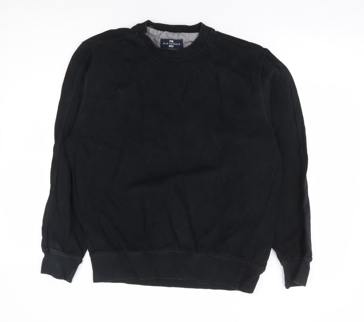 Marks and Spencer Mens Black Cotton Pullover Sweatshirt Size S