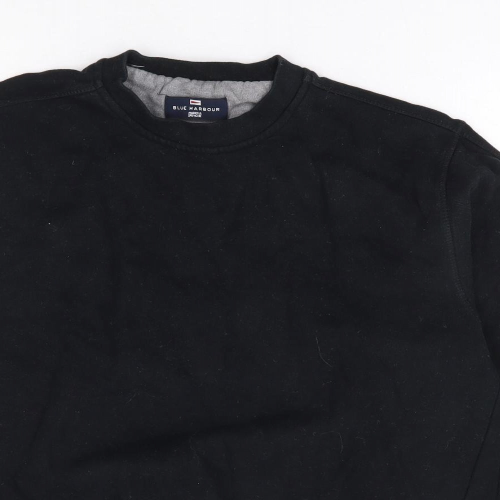 Marks and Spencer Mens Black Cotton Pullover Sweatshirt Size S