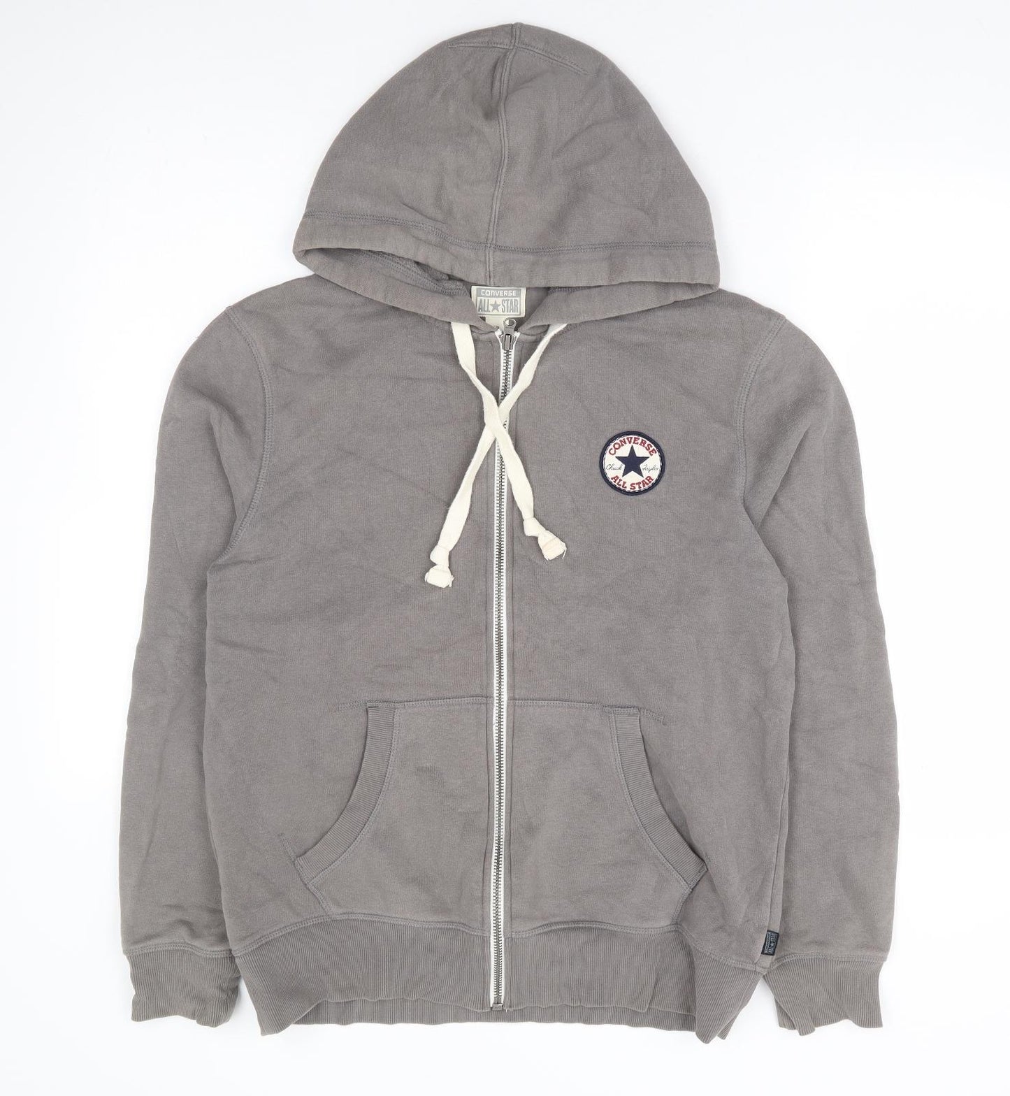 Converse Mens Grey Cotton Full Zip Hoodie Size L