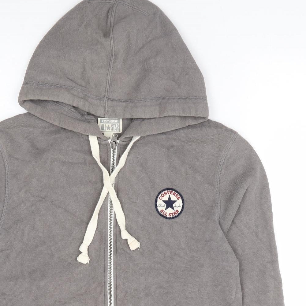 Converse Mens Grey Cotton Full Zip Hoodie Size L