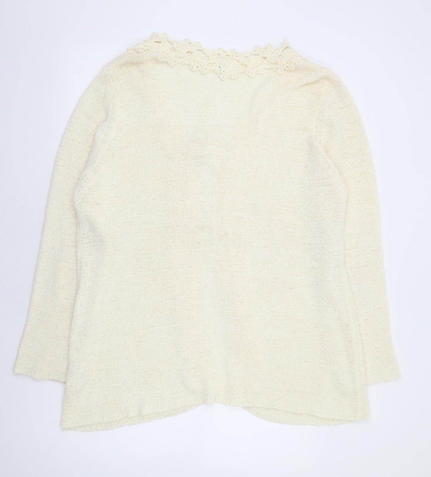 Roman Originals Womens Ivory V-Neck Acrylic Cardigan Jumper Size XL - Tie Front