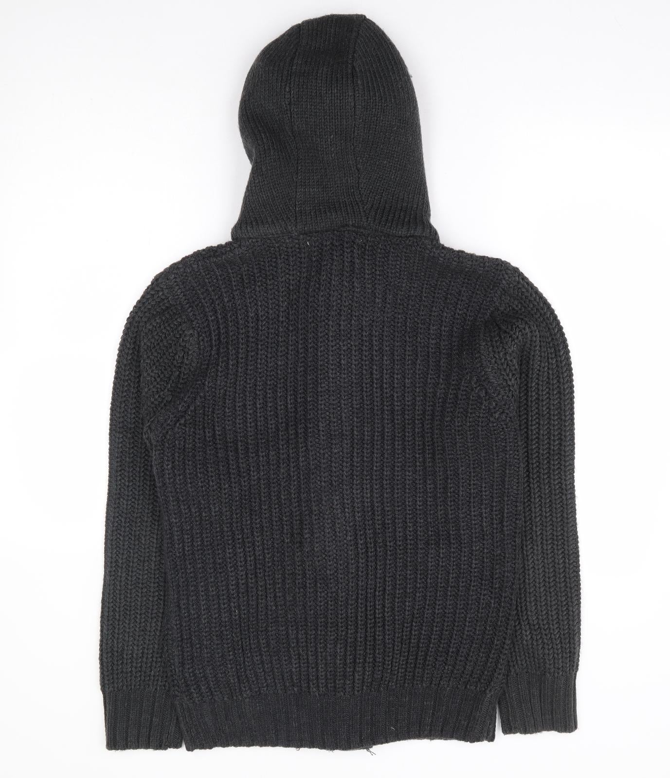 NEXT Mens Grey Crew Neck Acrylic Cardigan Jumper Size S