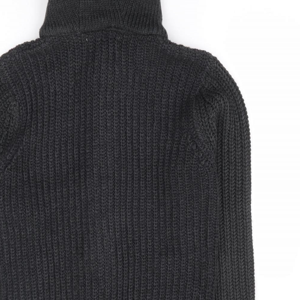 NEXT Mens Grey Crew Neck Acrylic Cardigan Jumper Size S