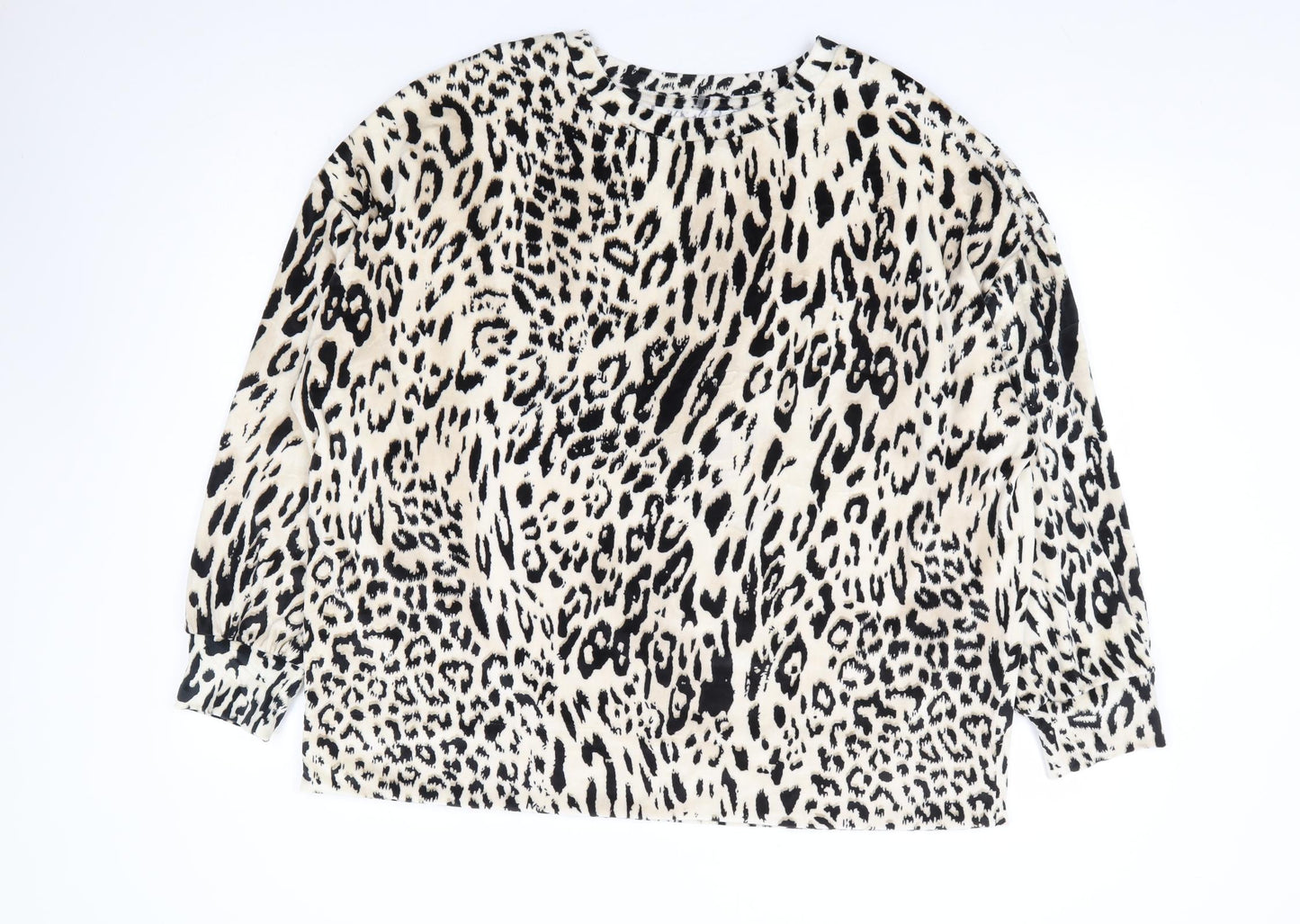 George Womens Beige Animal Print Polyester Pullover Sweatshirt Size 20 Pullover - Leopard Print Lounge Top