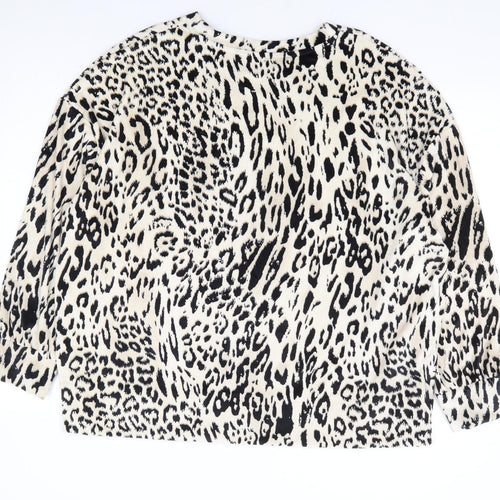 George Womens Beige Animal Print Polyester Pullover Sweatshirt Size 20 Pullover - Leopard Print Lounge Top