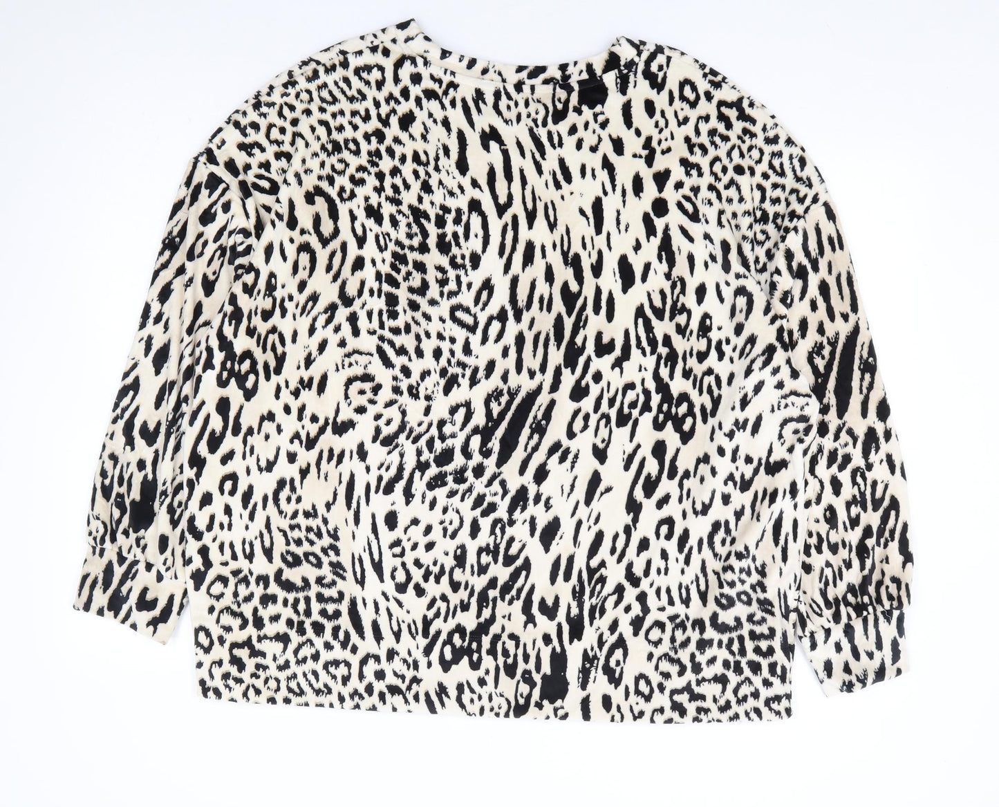 George Womens Beige Animal Print Polyester Pullover Sweatshirt Size 20 Pullover - Leopard Print Lounge Top