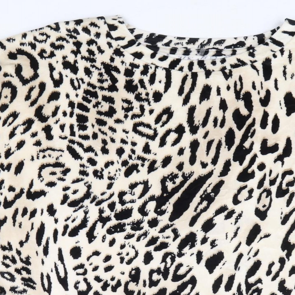 George Womens Beige Animal Print Polyester Pullover Sweatshirt Size 20 Pullover - Leopard Print Lounge Top