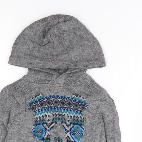 Gap Boys Grey Cotton Pullover Hoodie Size 2 Years Pullover - Bear