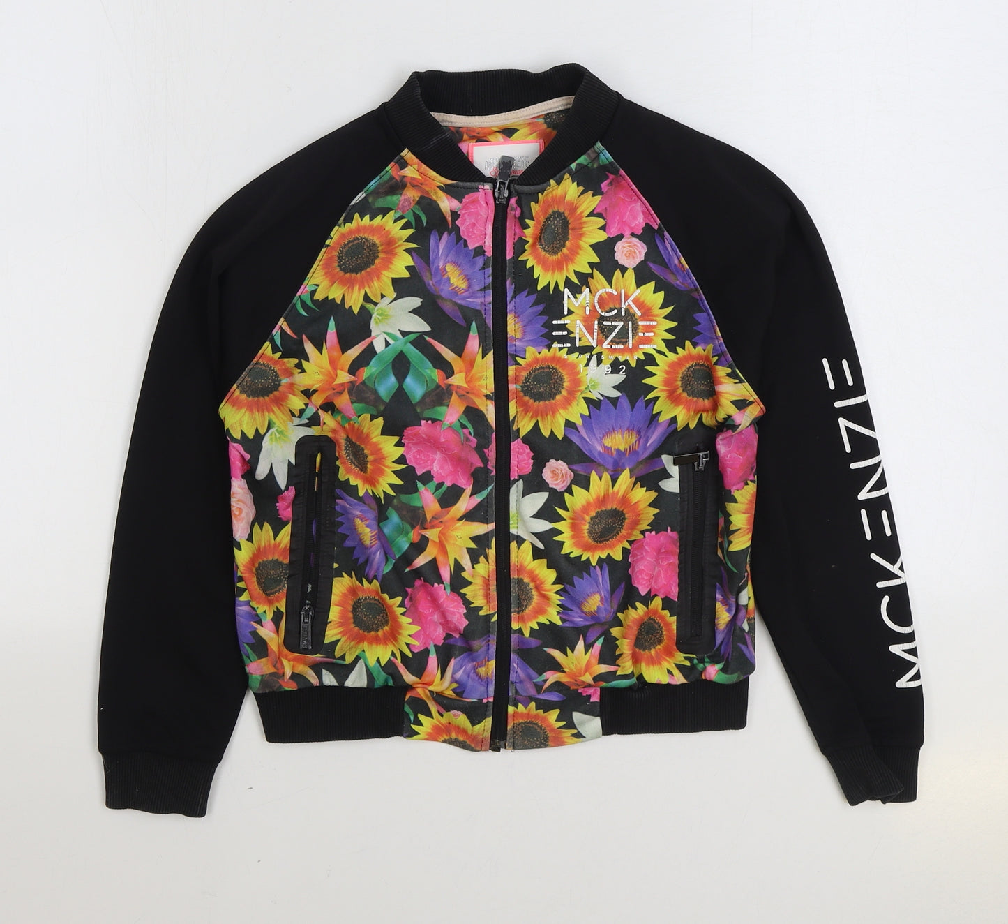 McKenzie Girls Multicoloured Floral Bomber Jacket Jacket Size 11-12 Years Zip