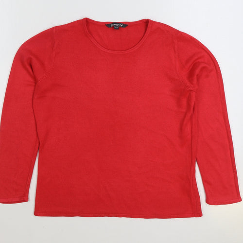 Bonmarché Womens Red Round Neck Acrylic Pullover Jumper Size 12