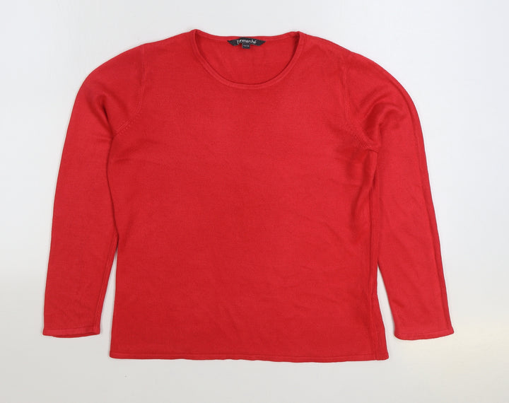 Bonmarché Womens Red Round Neck Acrylic Pullover Jumper Size 12
