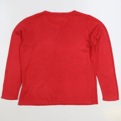 Bonmarché Womens Red Round Neck Acrylic Pullover Jumper Size 12