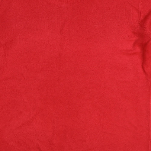 Bonmarché Womens Red Round Neck Acrylic Pullover Jumper Size 12