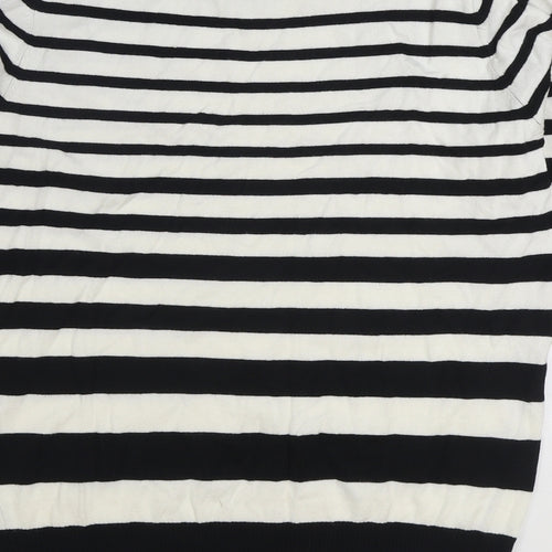 Preworn Womens Black Round Neck Striped Viscose Pullover Jumper Size M - Lace detail