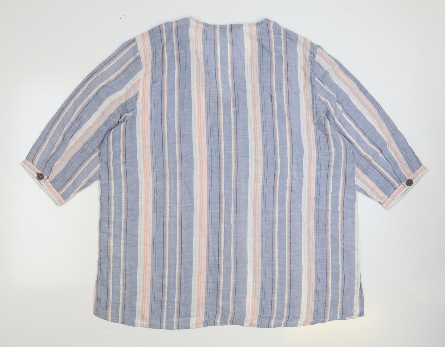 Nutmeg Womens Multicoloured Striped Viscose Basic Blouse Size 24 V-Neck