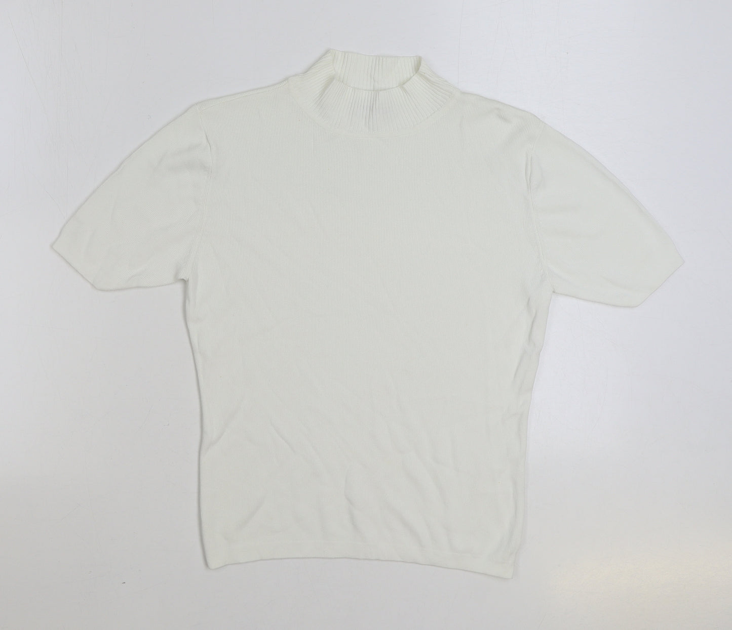 Bonmarché Womens White Mock Neck Viscose Pullover Jumper Size S