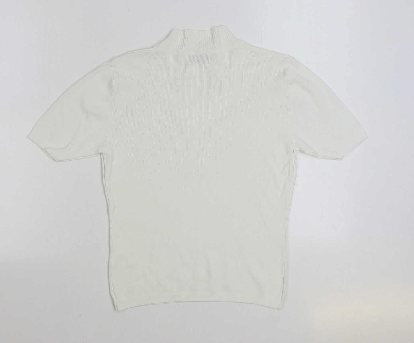 Bonmarché Womens White Mock Neck Viscose Pullover Jumper Size S