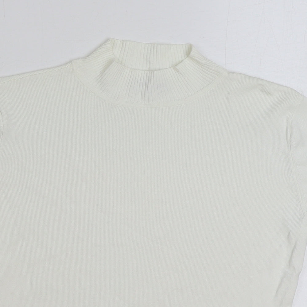 Bonmarché Womens White Mock Neck Viscose Pullover Jumper Size S
