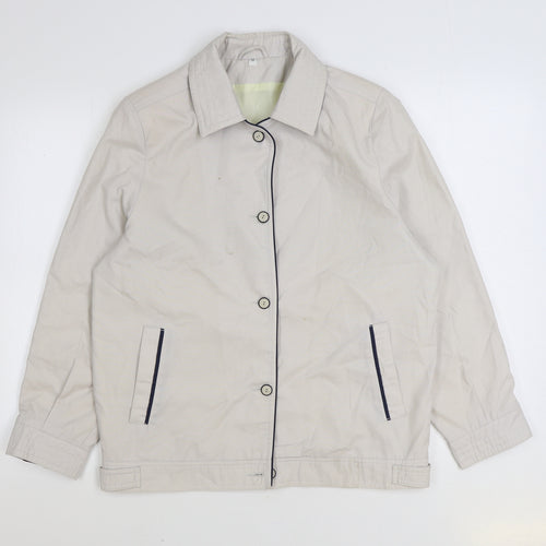 Preworn Womens Beige Jacket Size 12 Button