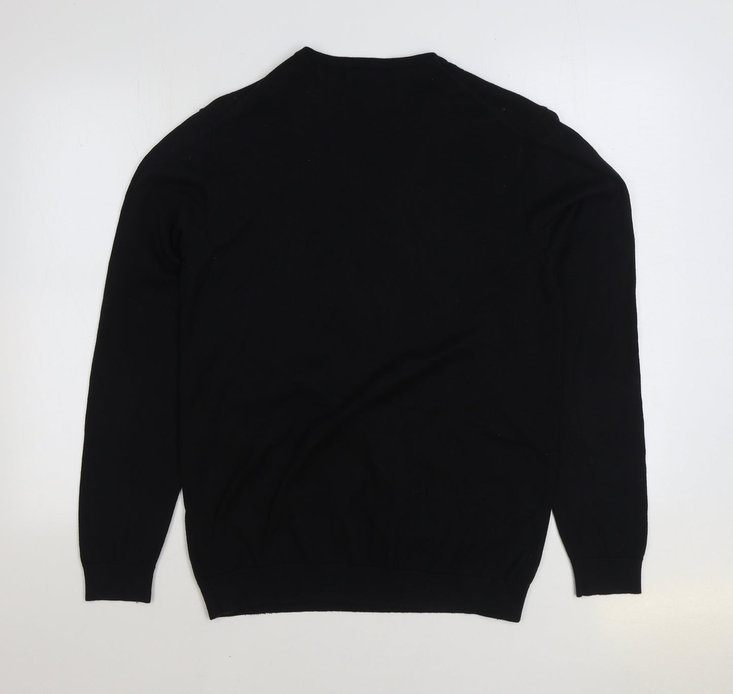 NEXT Mens Black V-Neck Cotton Pullover Jumper Size M